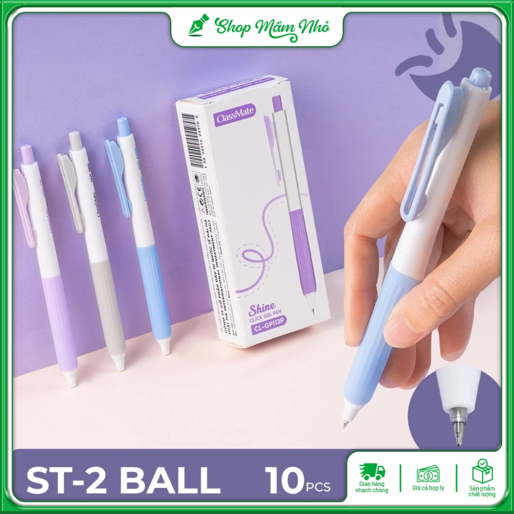 Bút gel bấm Classmate CL-GP113 ngòi 0.5mm - Bút gel nước mực màu xanh, đen, tím dùng cho học sinh gh