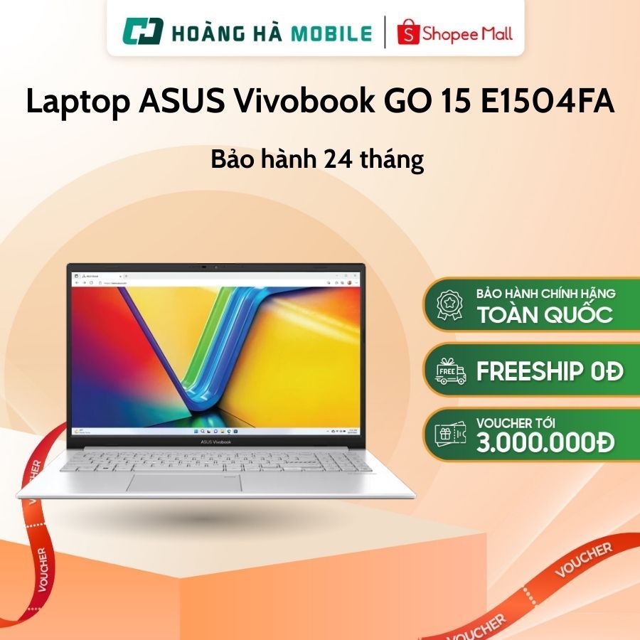 Laptop ASUS Vivobook GO 15 E1504FA-NJ454W (R5-7520U/16GB/512GB PCIE/15.6 FHD/WIN11/Bạc) - Chính hãng