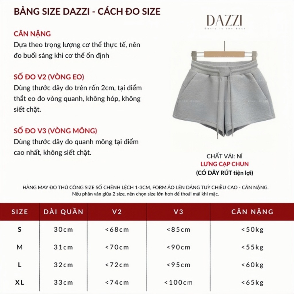 [CÓ TÚI QUẦN TIỆN LỢI] Quần short nữ dáng ngắn cạp cao phối dây rút chất nỉ tôn dáng năng động DAZZI Women Q08 | BigBuy360 - bigbuy360.vn