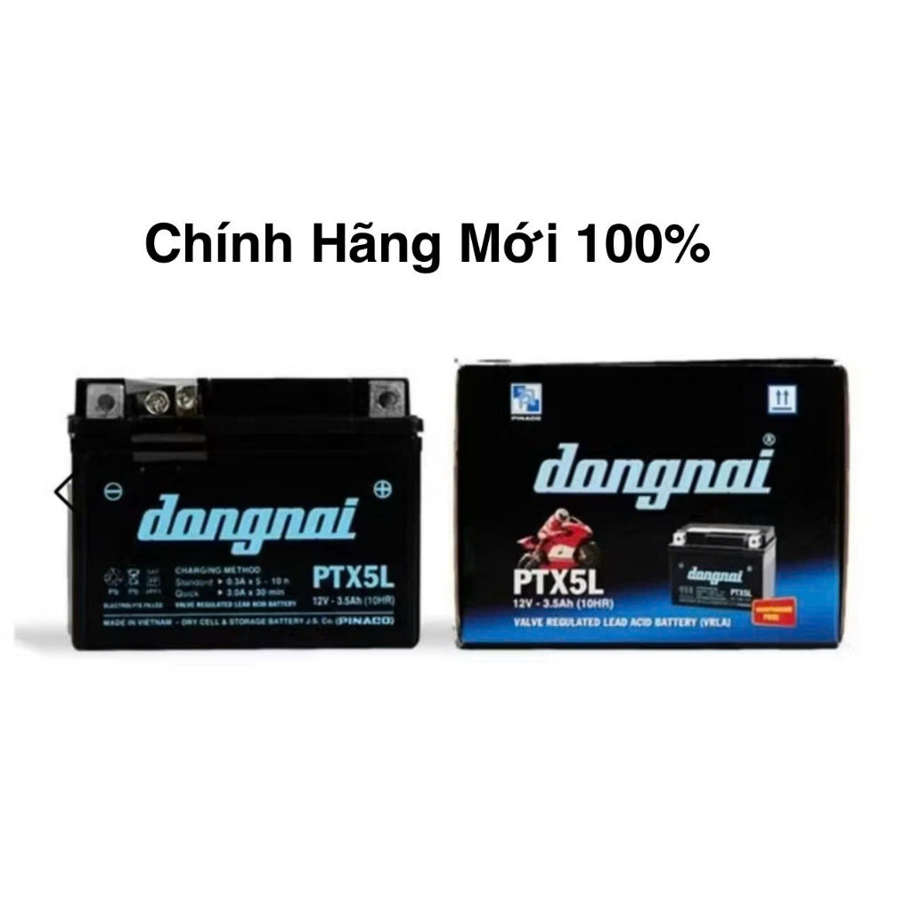 Bình điện ắc quy xe máy Đồng Nai PTX5L dùng cho xe Wave, Cuxi, Exciter, Future, Lexam, Mio, Nouvo, N