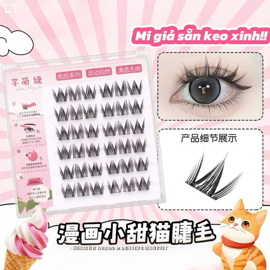 Mi giả sẵn keo mi mèo , mi anime (hộp nhựa)