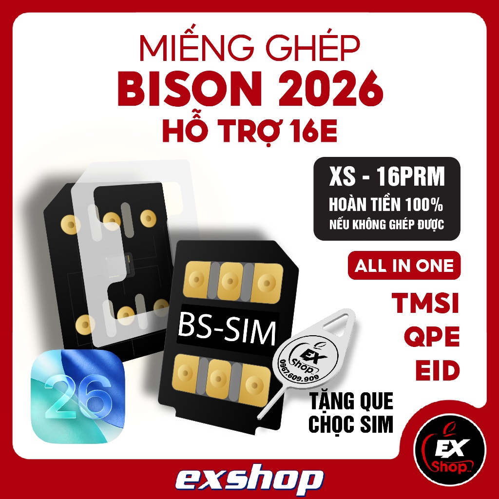 Sim ghép Bison Auto EXSHOP - Full Mode TMSI/QPE/EID - Không văng Active - Fix full lỗi