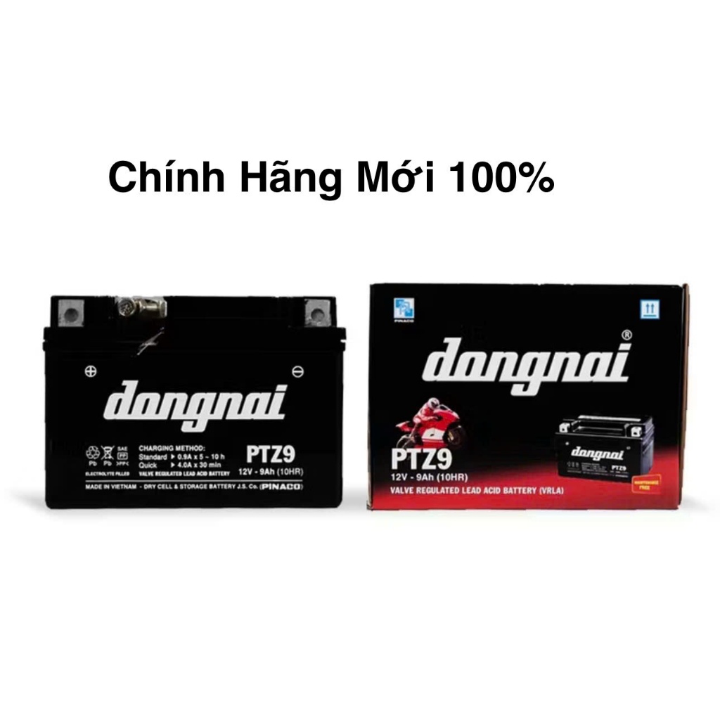 Ắc Quy Đồng Nai PTZ9 12V-9Ah cho xe máy Atila, Vespa, Spacy, Kawasaki