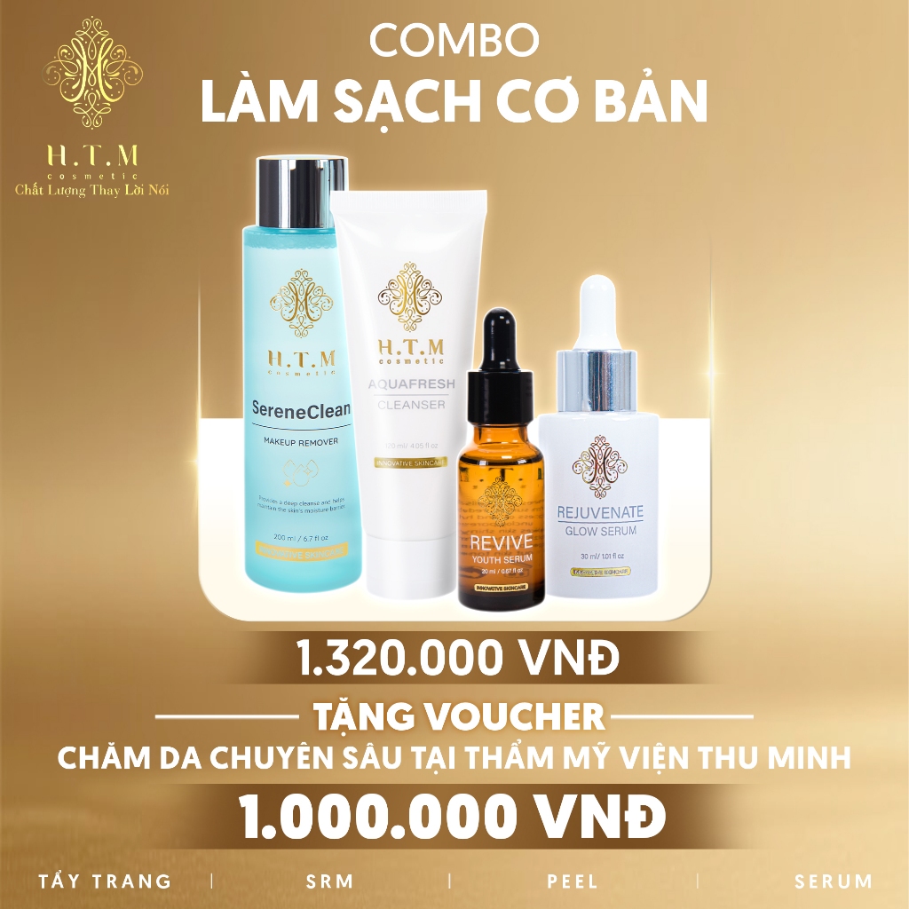 [ MUA 1 COMBO TẶNG 1 VOUCHER CHĂM DA] COMBO CHĂM SÓC DA CƠ BẢN + TẶNG VOUCHER CHĂM DA CHÍNH HÃNG HTM