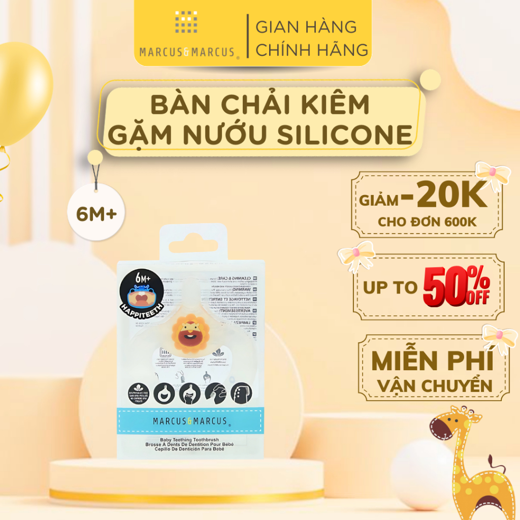 Bàn Chải Đánh Răng Kiêm Gặm Nướu Silicon Cho Bé Từ 6 Tháng Marcus & Marcus – Marcus