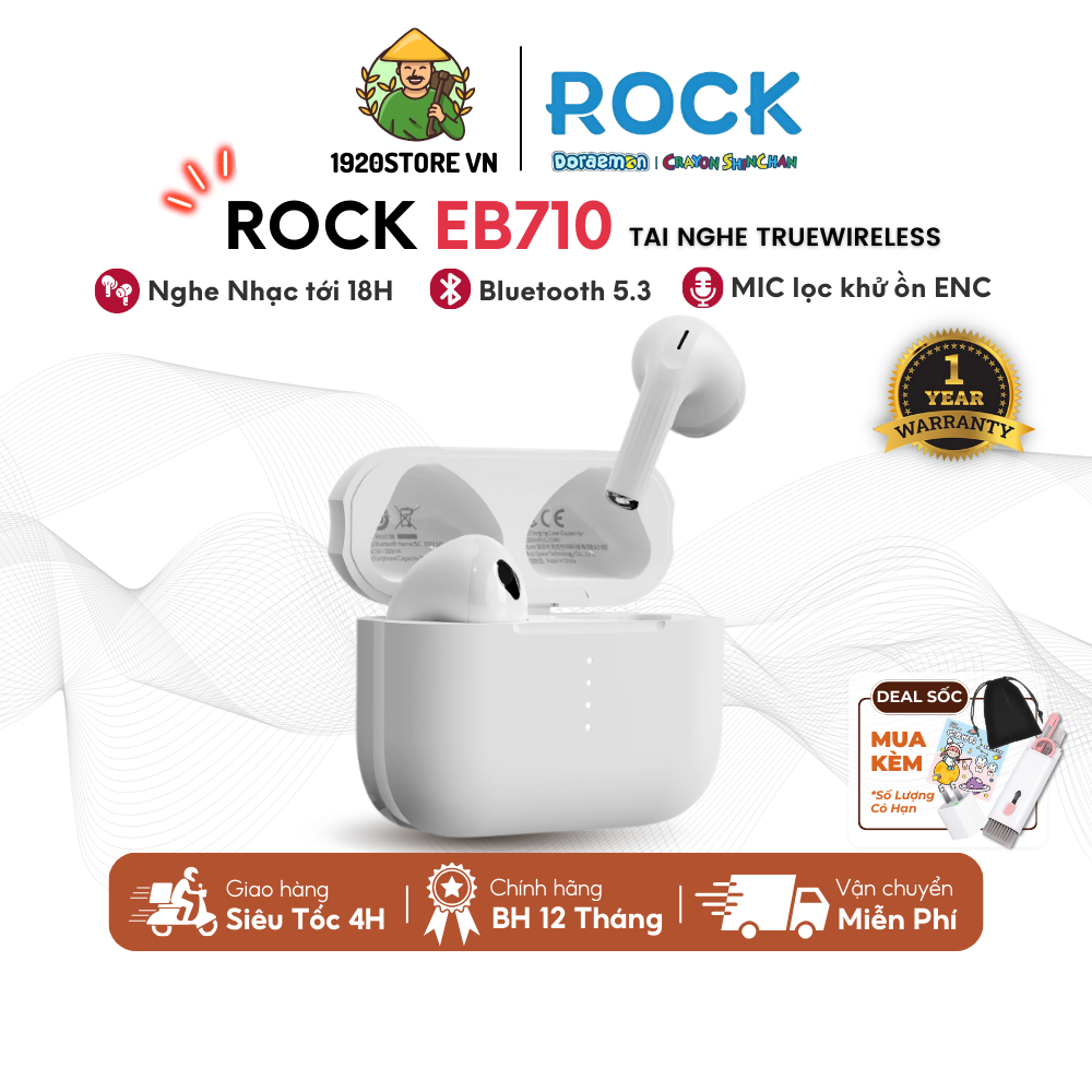 Tai Nghe Bluetooth TWS EB710, Nghe Nhạc 20H, Kháng Nước IPX4 - Chính Hãng ROCK | BigBuy360 - bigbuy360.vn