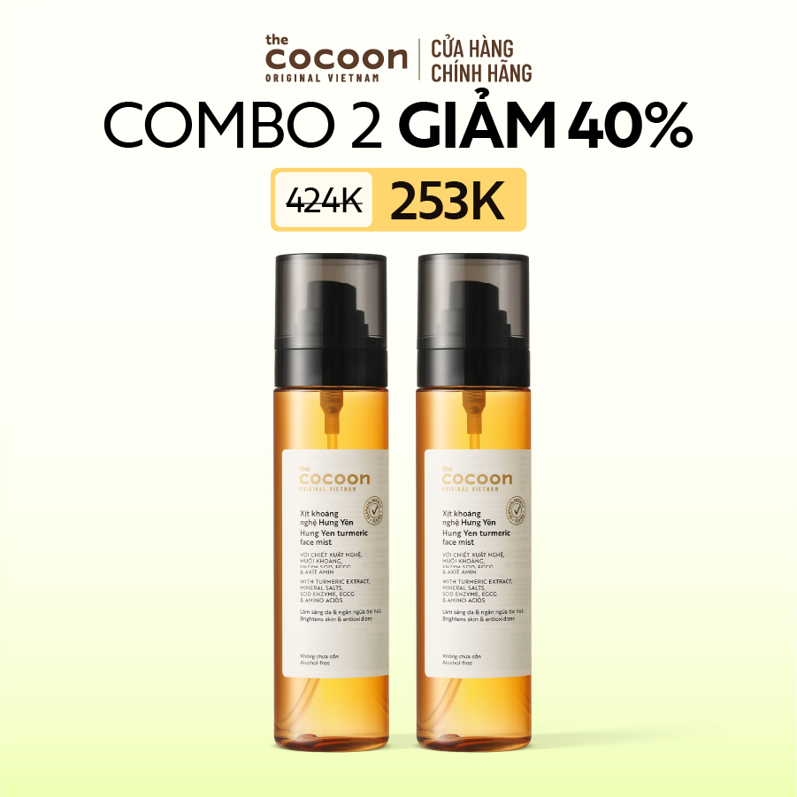 [MUA 2 GIẢM 41%] Combo 2 Xịt khoáng nghệ Hưng Yên giúp sáng da và ngăn ngừa oxy hóa Cocoon 130ml