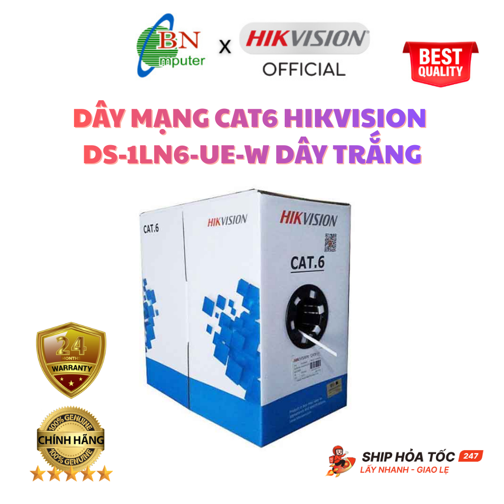 Dây mạng Cat6 Hikvision DS-1LN6-UE-W dây TRẮNG 305m/cuộn
