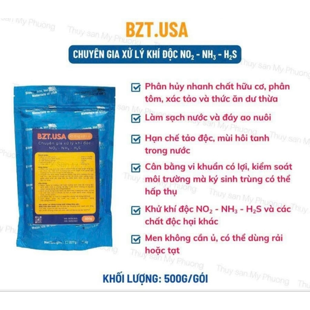 BZT USA men vi sinh xử lý ao nuôi tôm cá (gói 500gr)