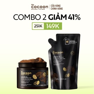 [MUA 2 GIẢM 41%] Combo 1 Hũ Tẩy Da Chết Cơ Thể Cà Phê Đắk Lắk Cocoon 200ml + Túi Refill Tẩy Da Chết Cà Phê 200ml