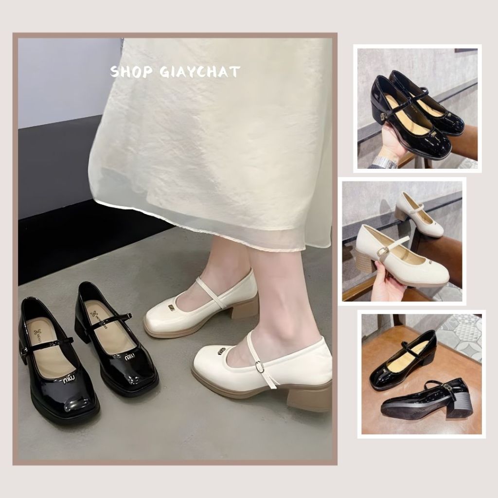 Giày Búp Bê Nữ Tag Min Min, Giày Nữ Quai Vắt Mũi Vuông Thời Trang Đế Cao 4cm Mã N01