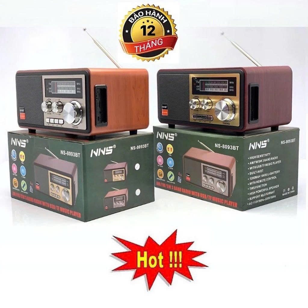 Đài Radio NS-8093BT, Bluetooth NNS, Bắt Sóng FM, AM,SW /USB/TF, Cổng Thẻ Nhớ QUÀ TẶNG CHO NGƯỜI THÂN