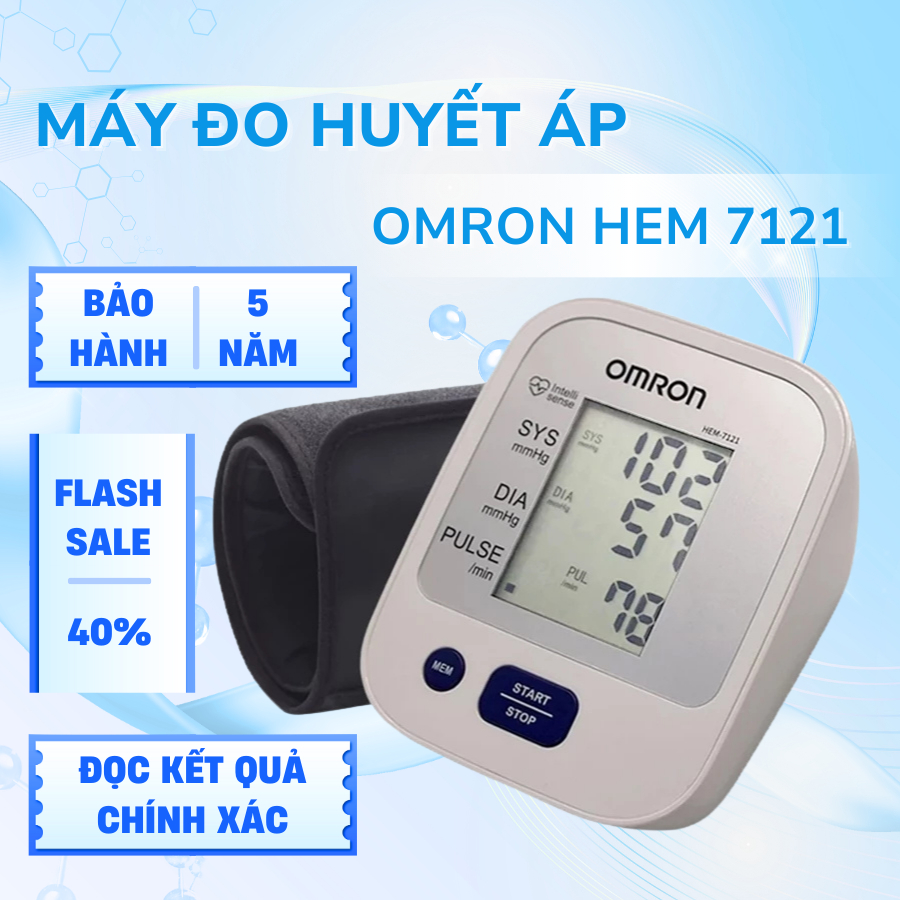 Máy Đo Huyết Áp OMRON 7121 Chính Hãng, Tự Động Đo Tại Nhà Phiên Bản Cao Cấp, Đọc Kết Quả Chính Xác