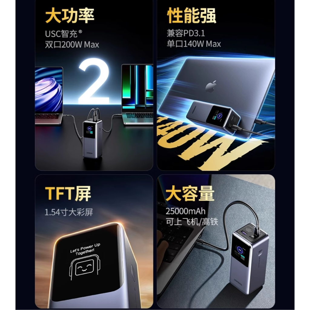 Sạc UGREEN Nexode PB722 25000mAh 200W 3 Cổng - Bảo Hành 12 Tháng | BigBuy360 - bigbuy360.vn