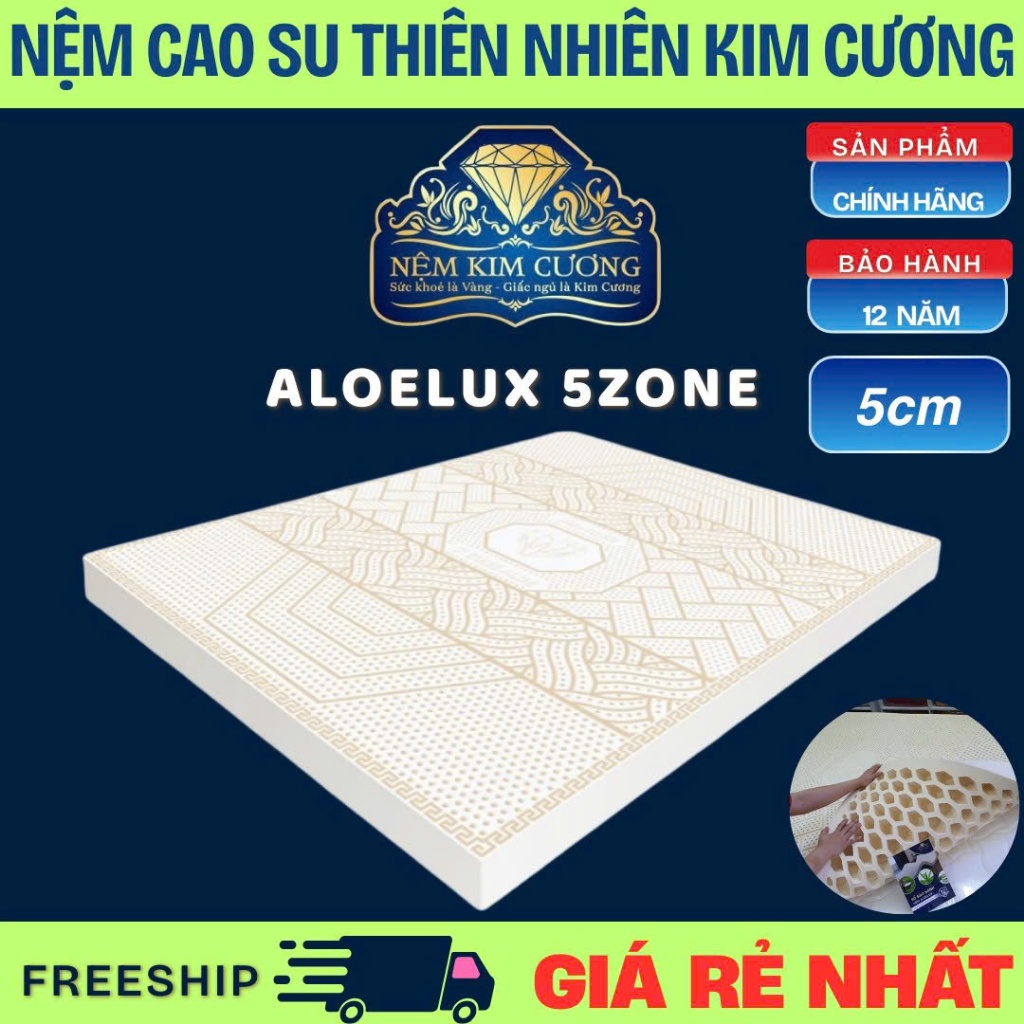 Nệm cao su thiên nhiên kim cương 5zone Alolux [ 5cm ]