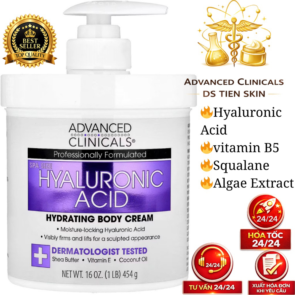 Hyaluronic Acid Body Cream Advanced Clinicals 454g
