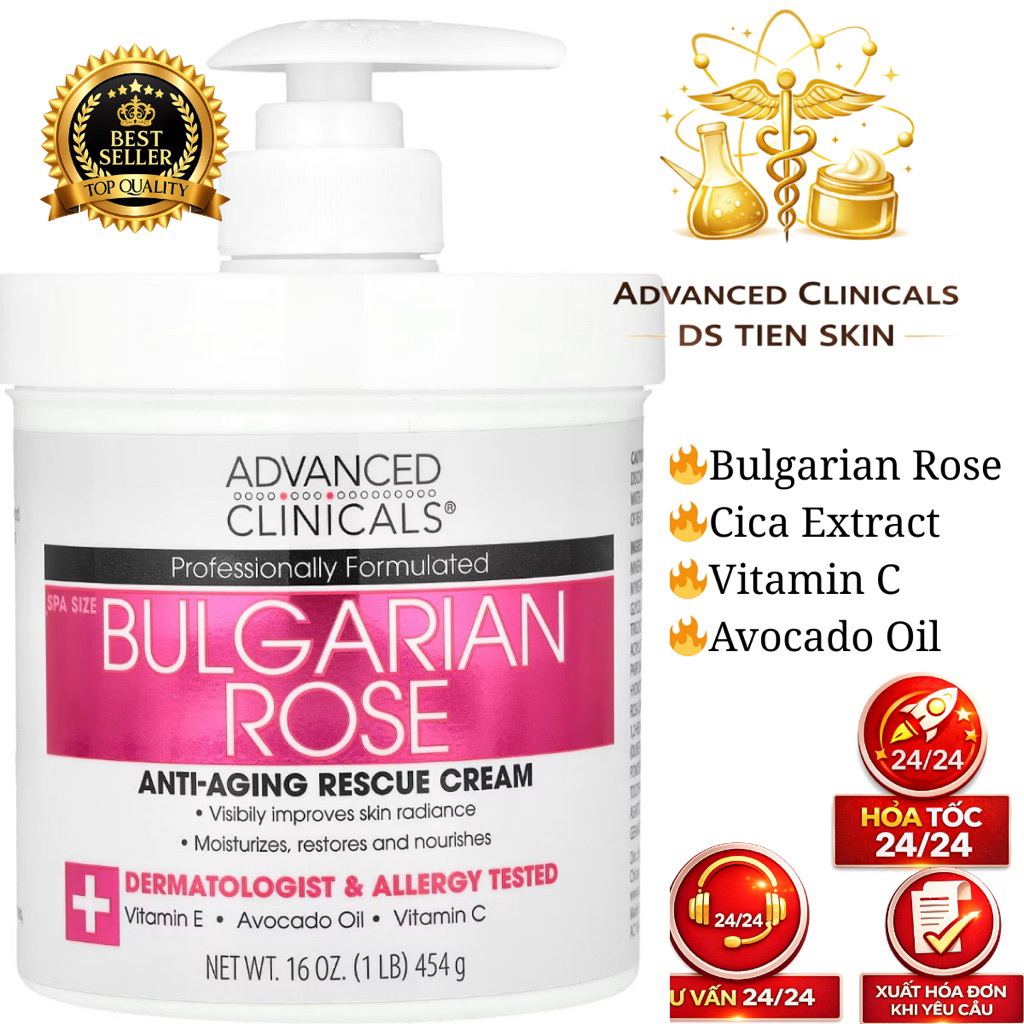 Cream Dưỡng Bulgarian Rose Body 454g Advanced Clinicals
