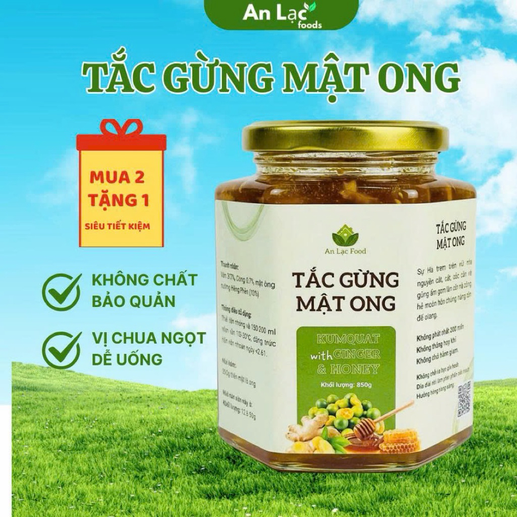 Tắc Gừng Mật Ong An Lạc Foods - Giảm Ho, Đau Rát Cổ Họng, An Toàn Cho Sức Khỏe