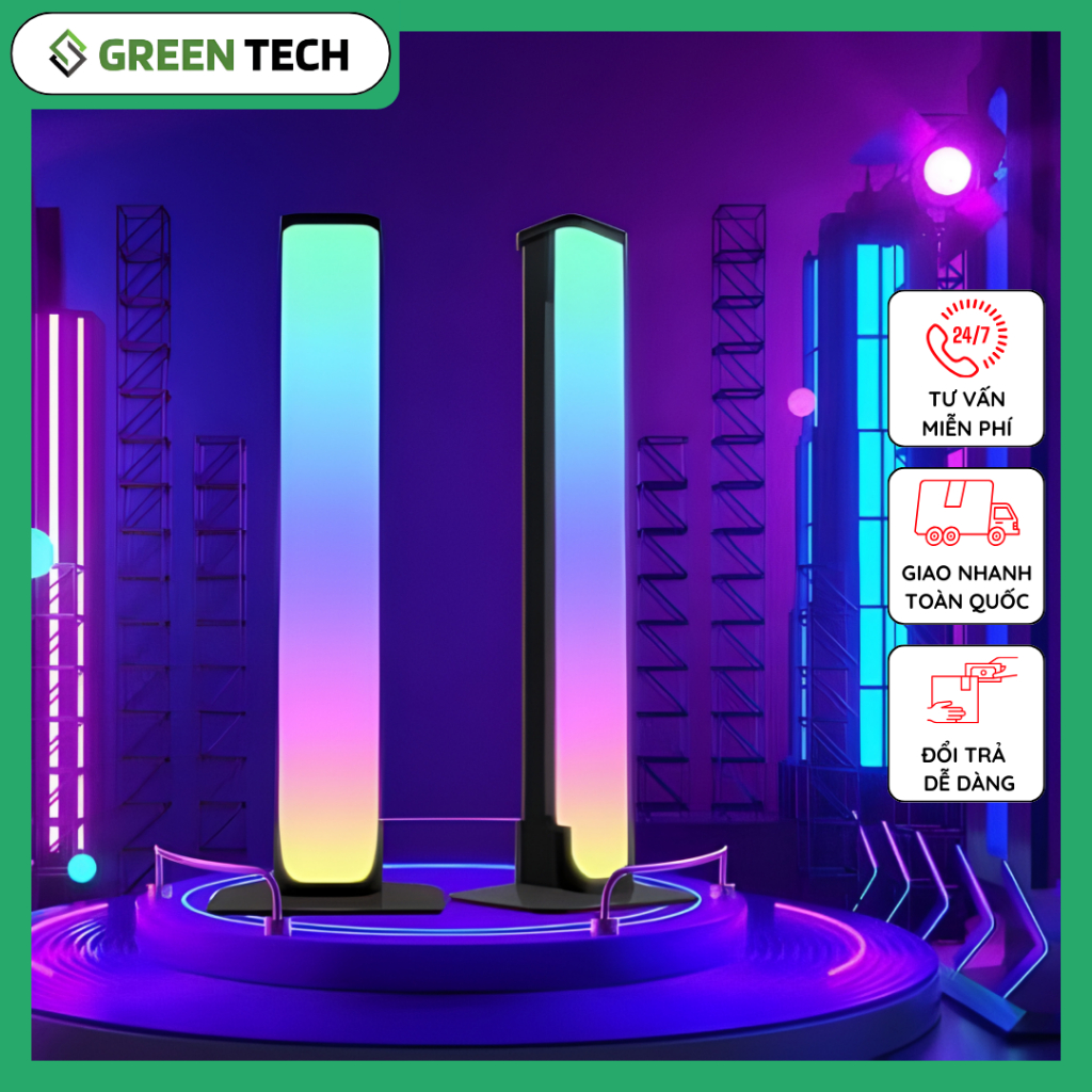 Đèn LED Cây Đèn Led Rgb GreenTech.S, Đèn Led Nháy Theo Nhạc Trang Trí PC & Ô Tô Decor Phòng Có App