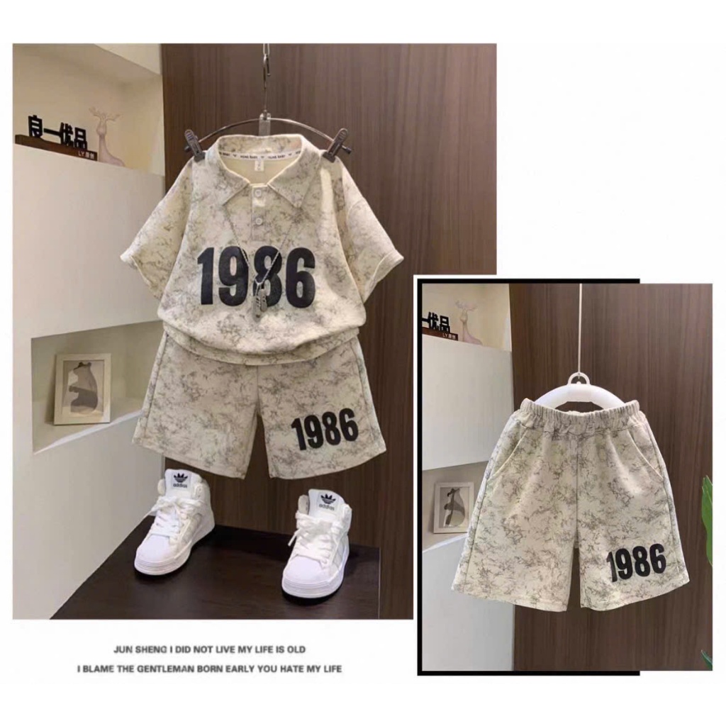 Set quần áo bé trai 17-45kg, đồ bộ bé trai 4-14 tuổi mẫu 1986 cá tính, năng động, vải mềm mát.