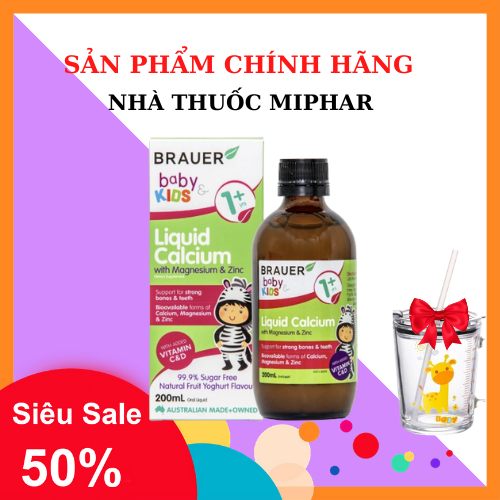 [HÀNG NHẬP KHẨU]  Siro Brauer Baby & Kids Liquid Calcium with Magnesium & Zinc (200ml) - NT MIPHAR