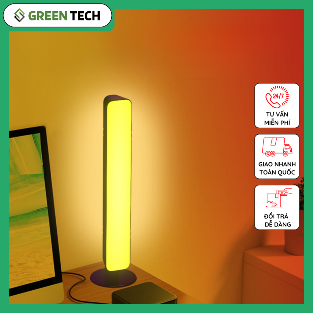 Đèn LED RGB GreenTech.S, Cây Đèn Led  Rgb Cao 33cm Trang Trí PC & Ô Tô Và Decor Phòng