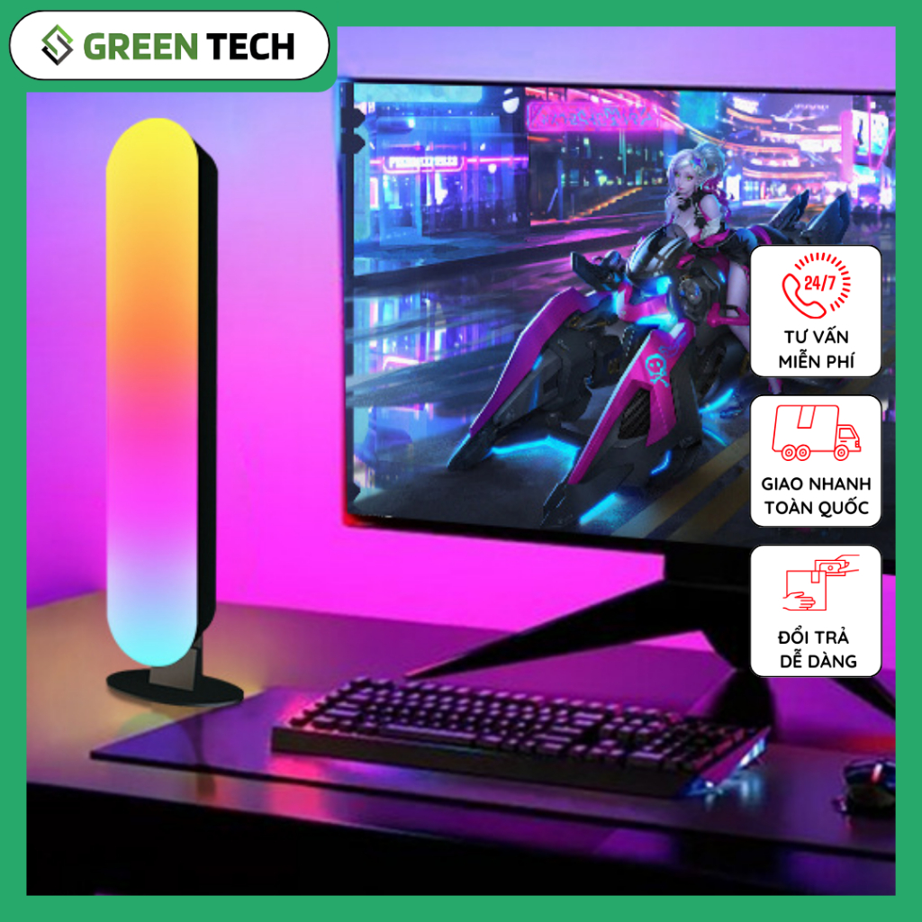 Đèn LED Light Bar GreenTech.S, Thanh Đèn Led Trang Trí PC & Tivi Decor Phòng Nháy Theo Nhạc