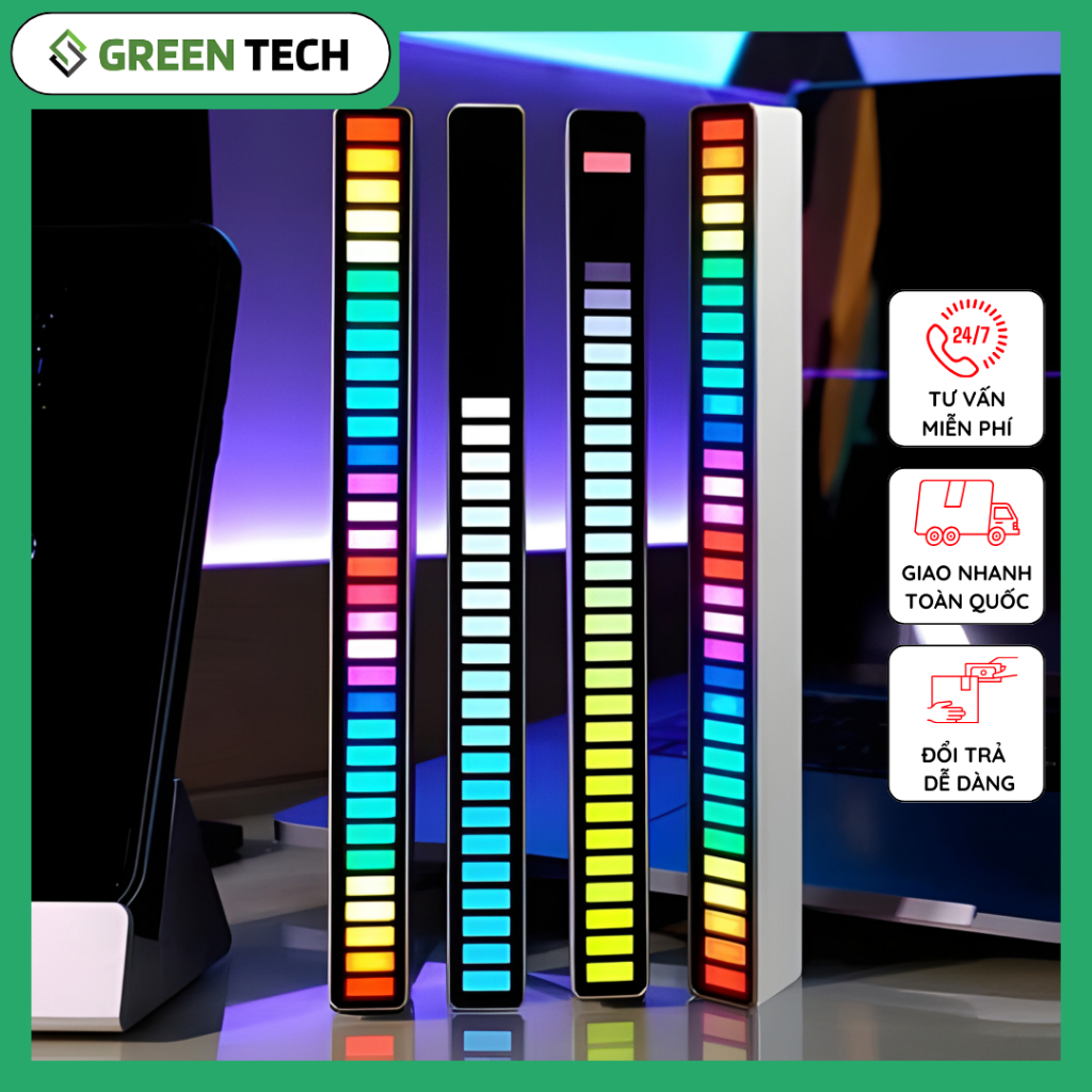 Đèn Led RGB Nháy Theo Nhạc GreenTech.S, Đèn Led RGB Điều Khiển Cảm Âm Trang Trí PC Decor Phòng