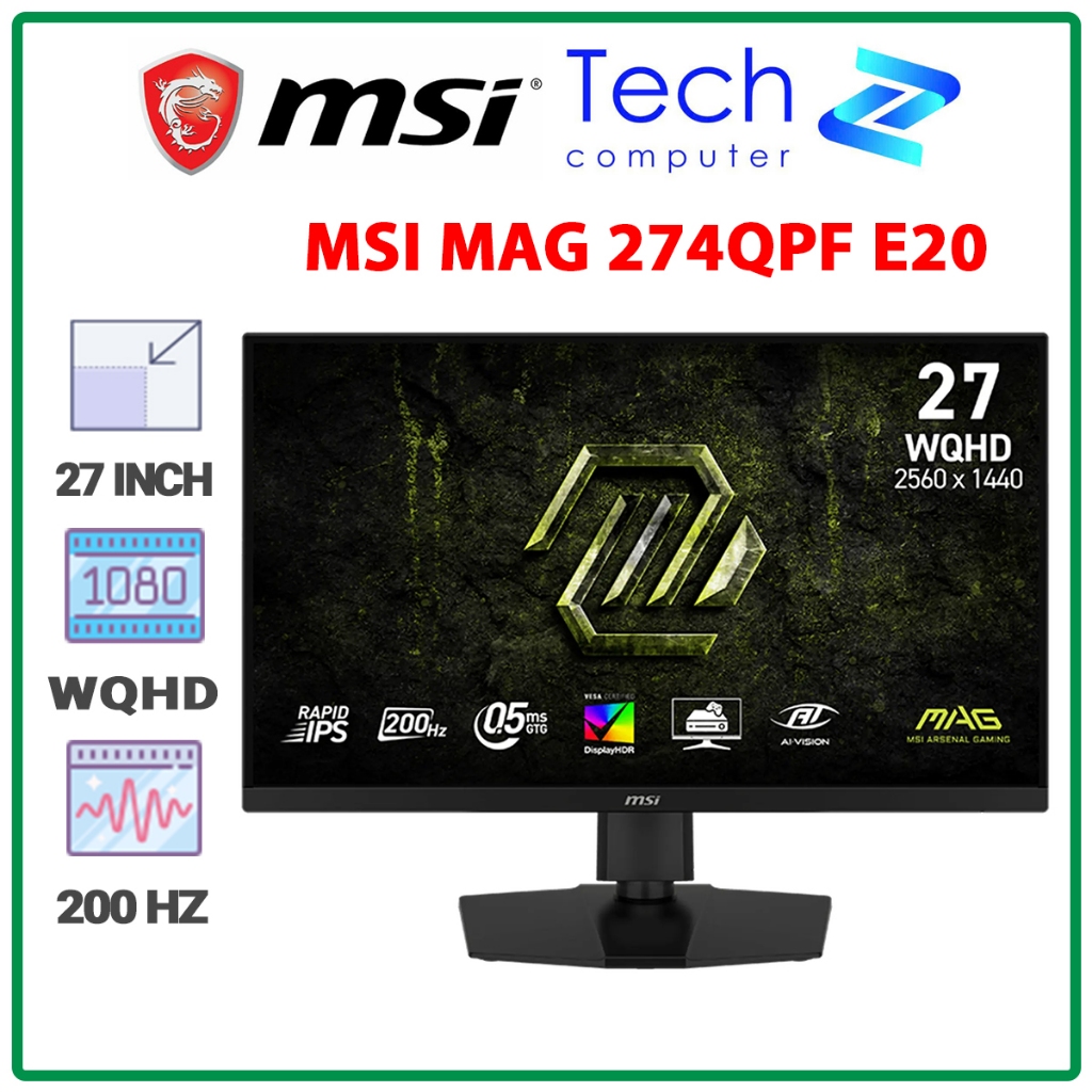 Màn hình Gaming MSI MAG 274QPF E20 (27 inch - Rapid IPS - 2K- 0.5ms - 200Hz) New Chính Hãng