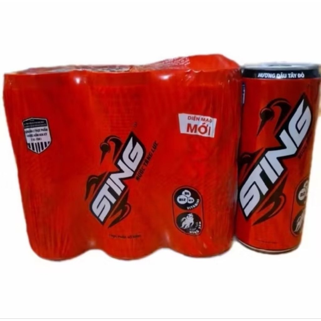 Nước ngọt Sting Việt Nam hương dâu tây lon 330ml lốc 6 lon