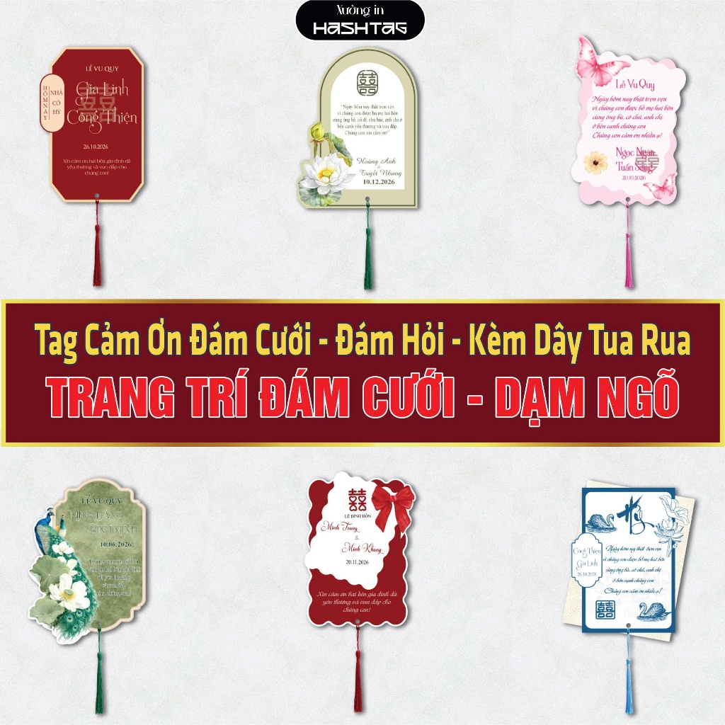 [Tag Cảm Ơn + Dây Tua Rua ] Tag Cảm Ơn Kèm Dây Tua Rua Bằng Fomex Cứng Trang Trí Bàn Gia Tiên Đám Cư