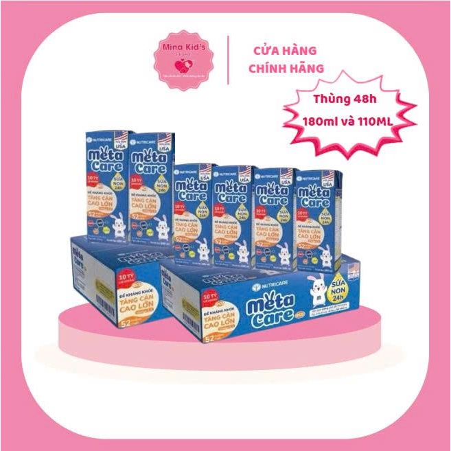 Thùng sữa bột pha sẵn Nutricare Metacare Eco xanh 180ml/110ml