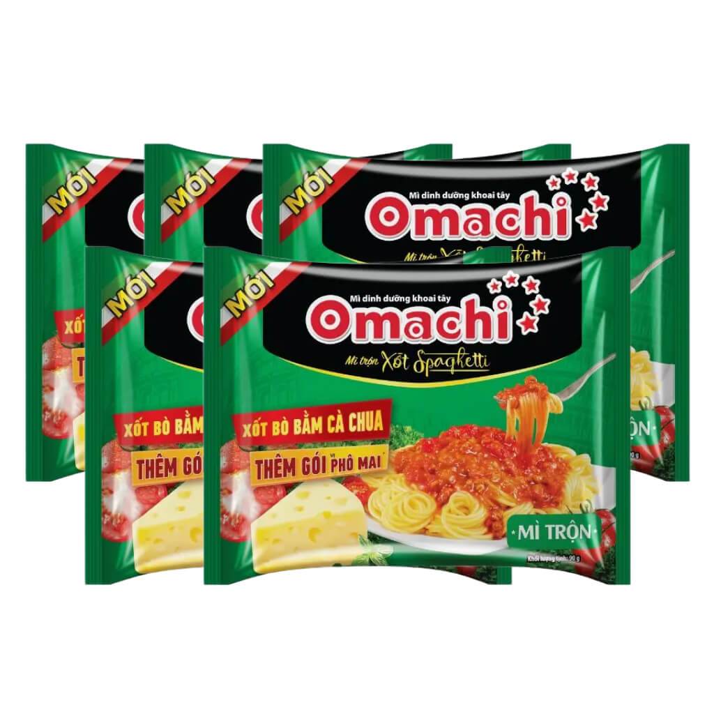Thùng 30 gói mi trộn Omachi xốt Spaghetti phô mai 90g-Hàng chính hãng