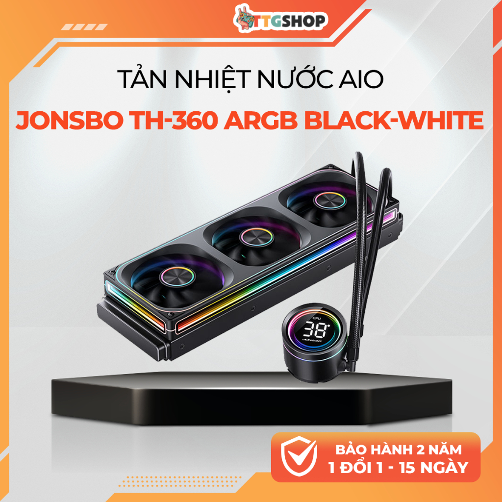 Tản Nhiệt Nước AIO Jonsbo TH-360 ARGB Black - White | LCD Hiển Thị Nhiệt Độ | Tản Nước CPU 360mm