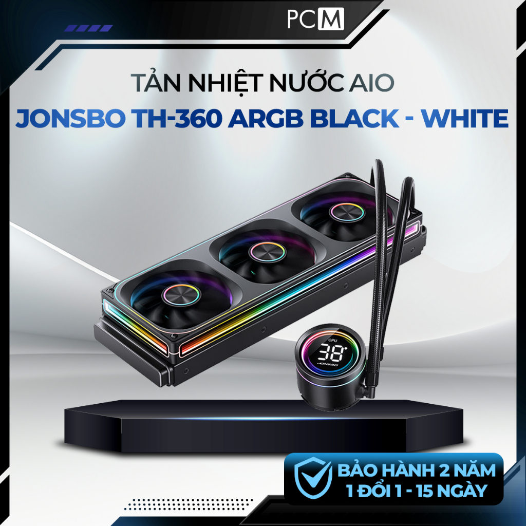 Tản Nước AIO Jonsbo TH-360 ARGB BLACK 360mm | LCD Hiển Thị Nhiệt Độ | Tản Nhiệt Nước CPU