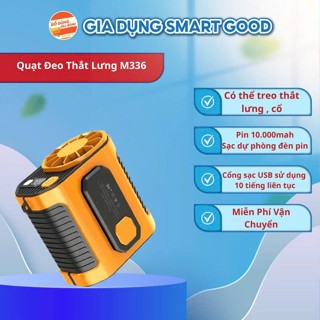 Quạt Đeo Thắt Lưng Pin 10000mAh – Quạt Đeo Hông, Đeo Cổ, Quạt Điều Hòa Mini 10 Cấp Độ Gió Dùng 10H