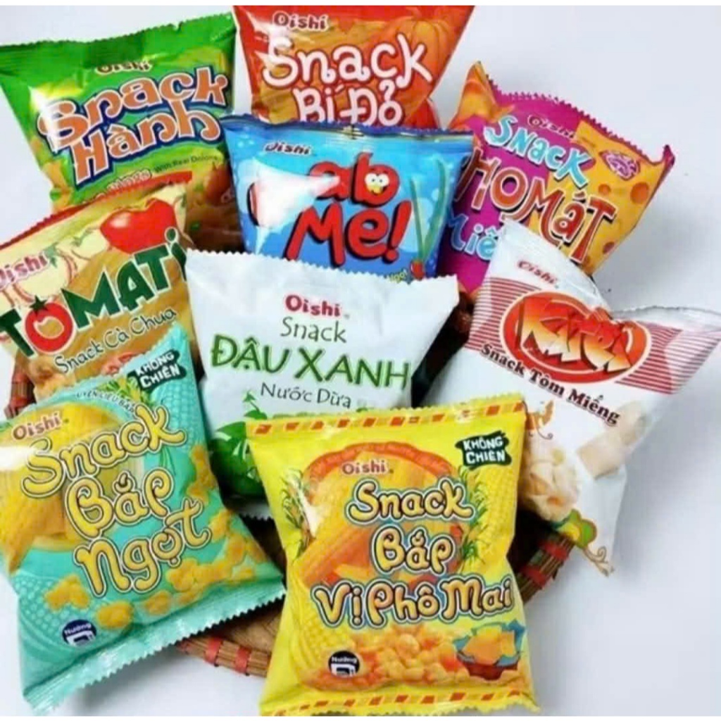 Bim Bim Oishi 10 Gói 12g Đa Dạng Vị - Ăn Vặt Tiện Lợi