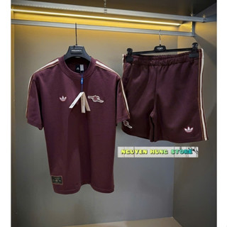 Bộ Cộc Nam Boy phố Đỏ Đô Phối Vai trắng Siêu Đẹp chuẩn Fom Bo CHun Nét - Đồ Bộ Nam Chất Cotton 4 chiều mát mẻ Dày dặn