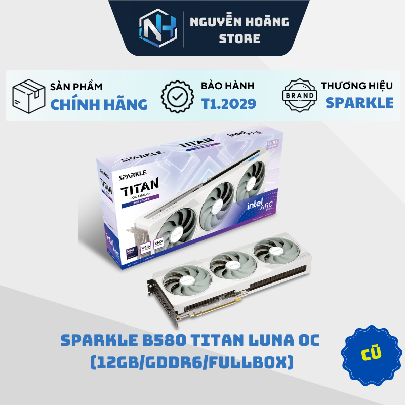 VGA card màn hình SPARKLE B580 TITAN LUNA OC 12GB Cũ
