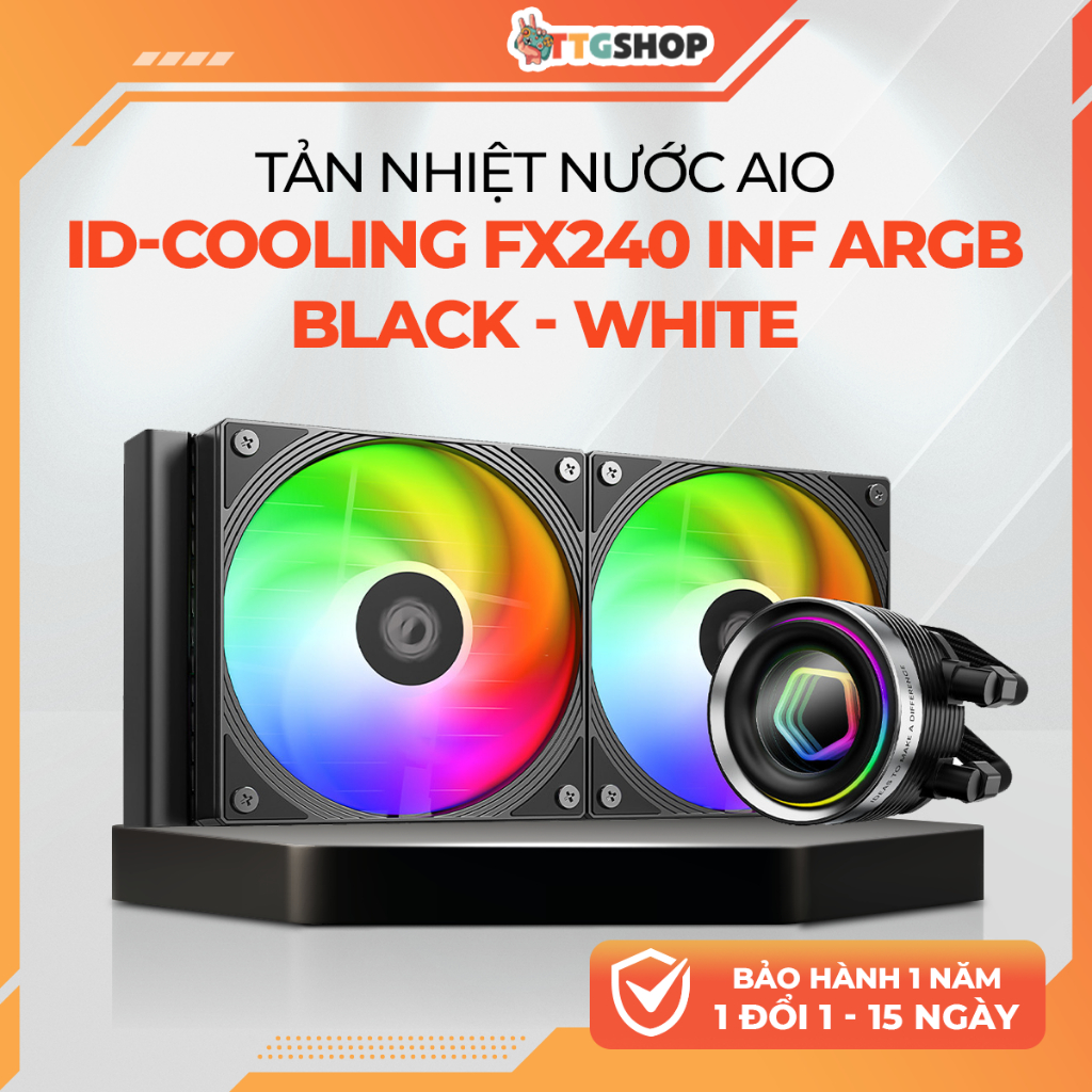 Tản Nhiệt Nước ID-COOLING FX240 INF ARGB Black White | AIO 240mm ARGB | Tản Nước CPU