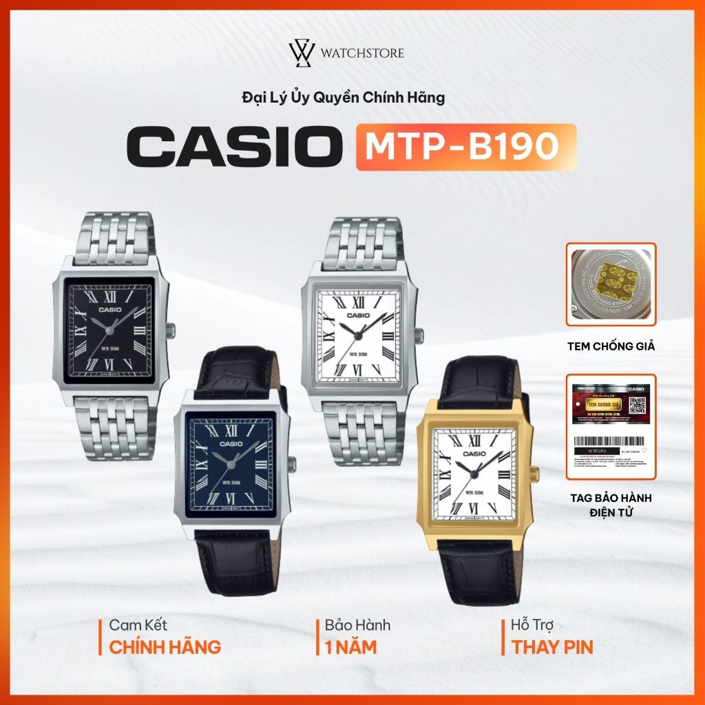 Đồng hồ Casio Nam MTP-B190  Size 41mm x31.5 mm Kính Khoáng