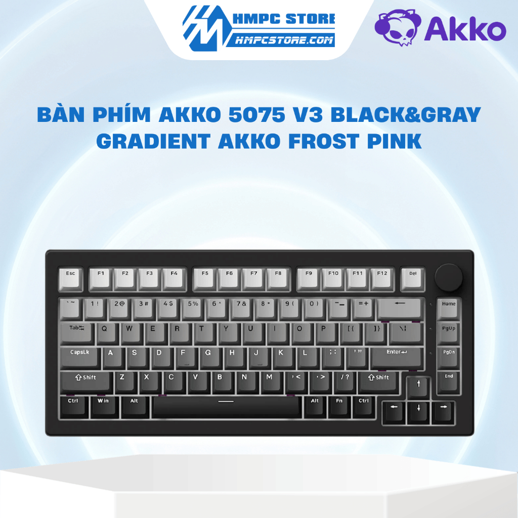 Bàn phím AKKO 5075 V3 Black&Gray Gradient Akko Frost Pink | LED RGB | Bảo hành 12 tháng