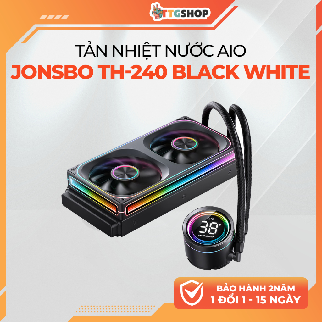 Tản Nhiệt Nước AIO Jonsbo TH-240 White Black | ARGB | LCD Hiển Thị Nhiệt Độ | Tản Nước CPU 240mm