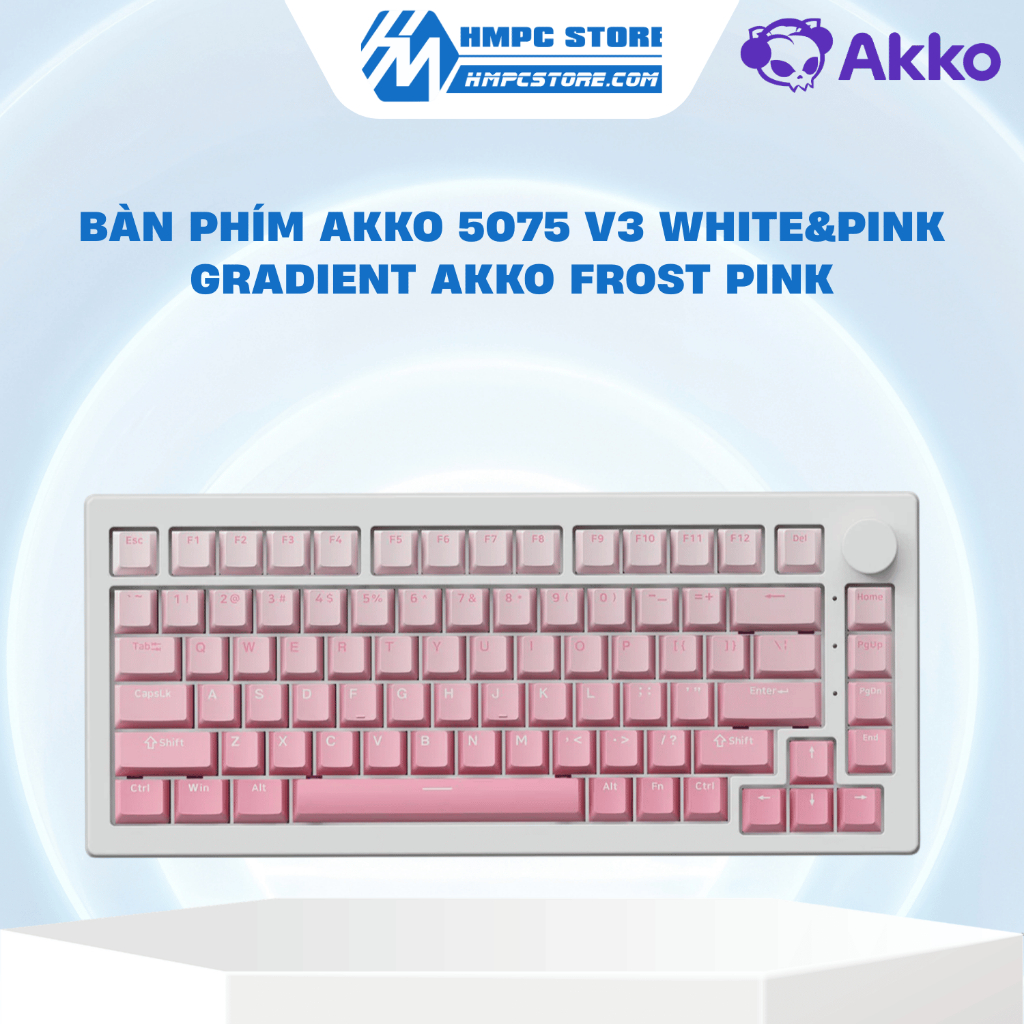 Bàn phím AKKO 5075 V3 White&Pink Gradient Akko Frost Pink | LED RGB | Bảo hành 12 tháng