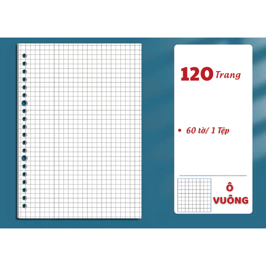 Ruột sổ còng giấy refill A5 B5 A4 kẻ ngang kẻ caro vuông sổ planner bullet journal chống loá