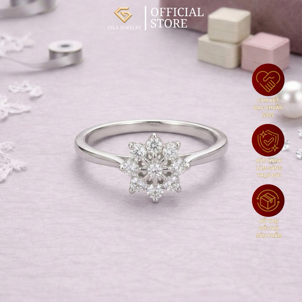 Nhẫn bạc Ý Eternal Bloom S925 đính kết đá Cubic Zirconia | Gila Jewelry