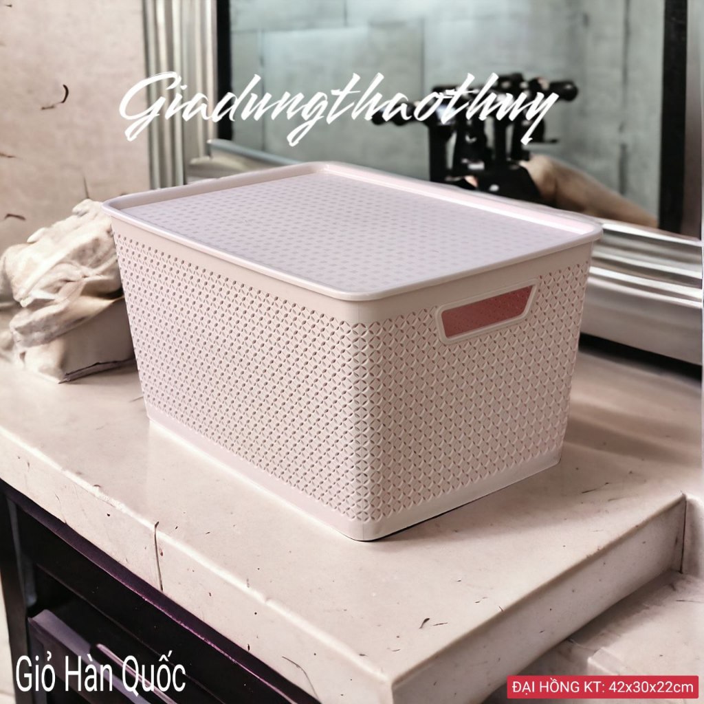 Combo 2 Giỏ L Đựng Đồ giả mây phong cách Hàn Quốc