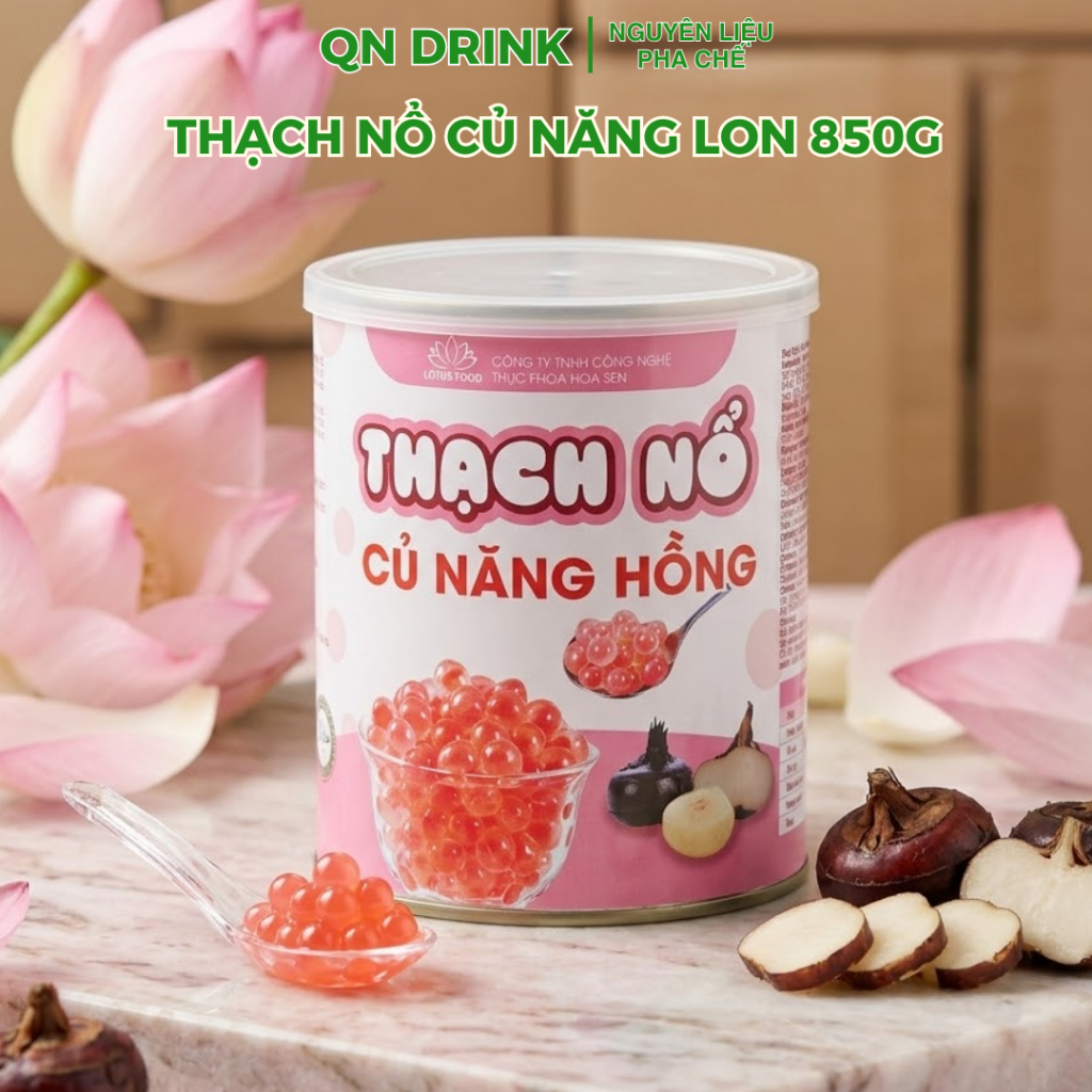 Thạch nổ củ năng Lotus Food, Hạt nổ củ năng Lotus Food 850g hàng mới date xa