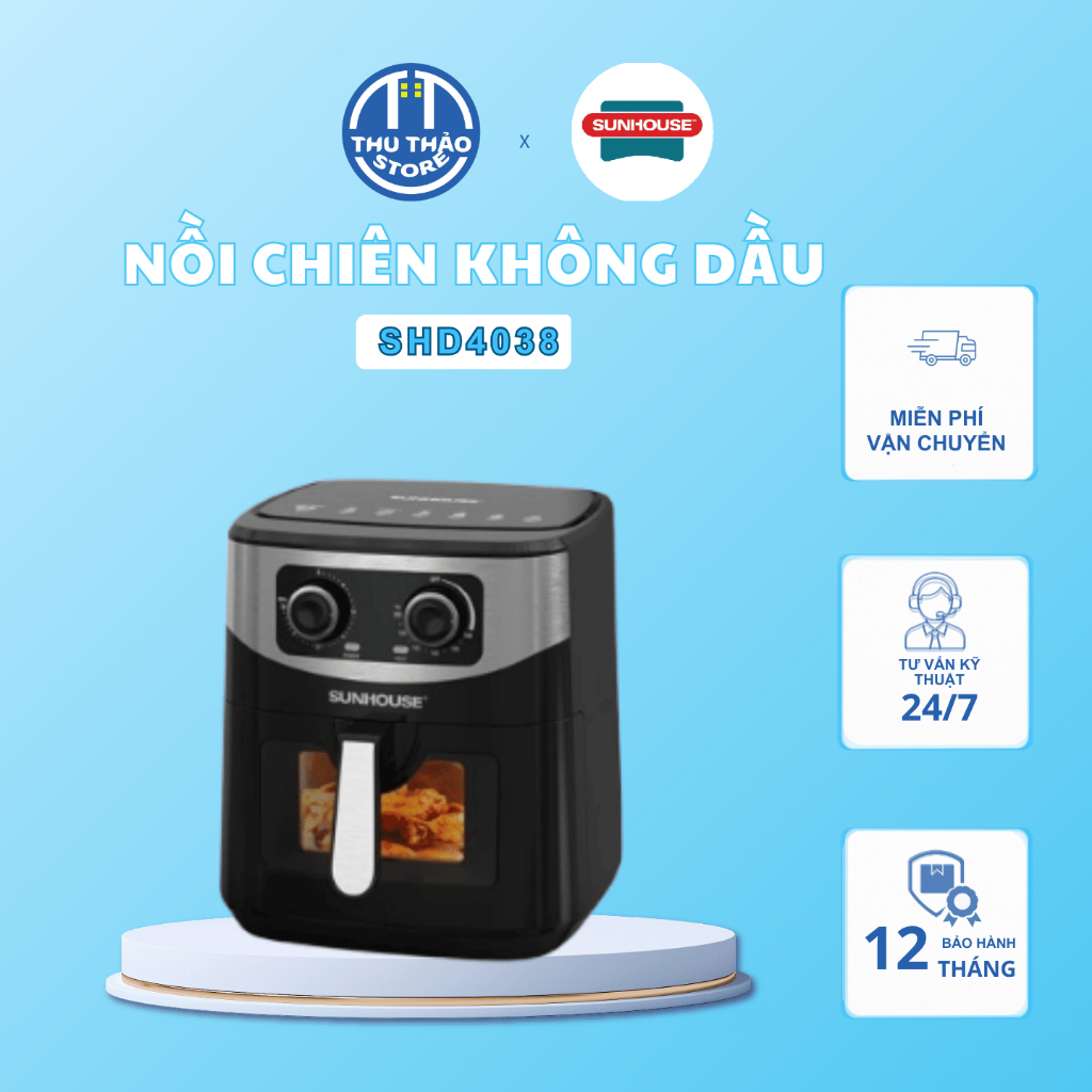 Nồi chiên không dầu Sunhouse SHD4038 - Dung tích 10.5 lít - Công suất 1800W - Bảo hành 12 tháng