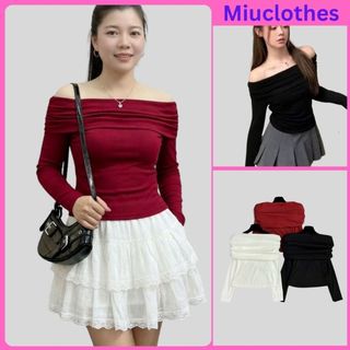 Áo Thun nữ trễ vai [Bigsize 55kg-85kg] áo thun dài tay chất thun tăm lạnh co giãn Ms 84. By Miuclothes